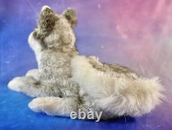 22 La Pelucherie Paris Siberian Husky Wolf Plush Lying Stuffed Animal RARE