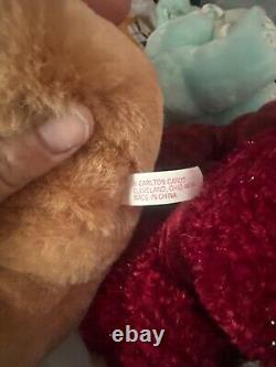 2 RARE Carlton Cards Teddy Bear Plush With heart Stuffed Animal Toy Sitting 9