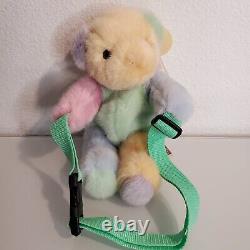 Bestever 9 Rainbow Pastel Bear FannyPack Plush Stuffed Animal HTF Original Tags