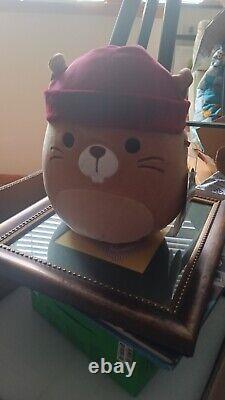 CHIP THE BEAVER. Squishmallow Plush Stuffed Animal Red Hat Kellytoy 8 Tall