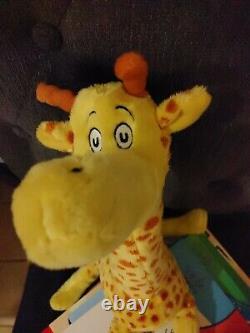 Dr Seuss Plush Giraffe Stuffed Animal & 10 VTG and New Duck Ear Circus Books