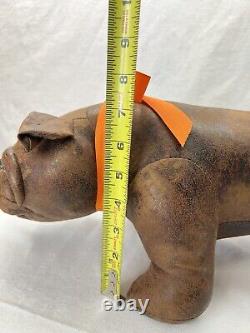 English Bull Dog Plush Stuffed Animal Distressed Leather Look High Quality 18