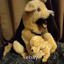 German Shepherd Douglas Cuddle LARGE Stuffed Plush Animal Toy Dog WithPuppy RARE