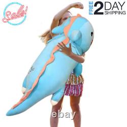 Giant Blue Dinosaur Plush Pillow 32 Inch Stuffed Animal Soft Toy Huge Jumbo Gift
