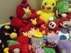 HUGE Lot Of Plush Mario Angry Birds Plants Vs Zombies Pokemon Etc. READ DESC