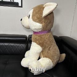 Husky Dog Plush Sitting With Purple Eyes/ Collar Stuffed Animal 36 Large