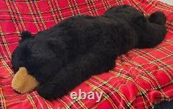 Large Jumbo Black Bear Body Pillow Lifelike Soft Plush Animal 48 L Giant Toy