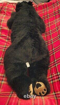 Large Jumbo Black Bear Body Pillow Lifelike Soft Plush Animal 48 L Giant Toy