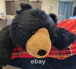 Large Jumbo Black Bear Body Pillow Lifelike Soft Plush Animal 48 L Giant Toy