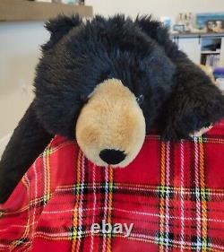 Large Jumbo Black Bear Body Pillow Lifelike Soft Plush Animal 48 L Giant Toy