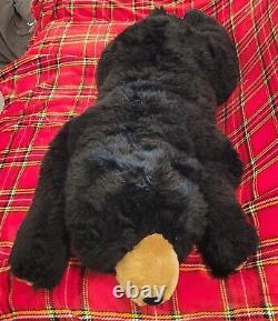 Large Jumbo Black Bear Body Pillow Lifelike Soft Plush Animal 48 L Giant Toy