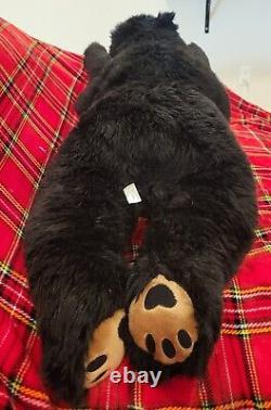 Large Jumbo Black Bear Body Pillow Lifelike Soft Plush Animal 48 L Giant Toy