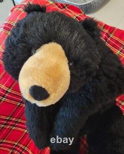 Large Jumbo Black Bear Body Pillow Lifelike Soft Plush Animal 48 L Giant Toy