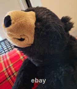 Large Jumbo Black Bear Body Pillow Lifelike Soft Plush Animal 48 L Giant Toy