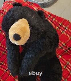 Large Jumbo Black Bear Body Pillow Lifelike Soft Plush Animal 48 L Giant Toy