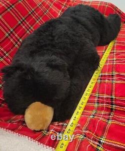 Large Jumbo Black Bear Body Pillow Lifelike Soft Plush Animal 48 L Giant Toy