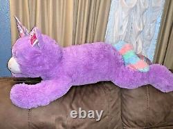 RARE LARGE Purple Floppy Laying Unicorn 40 Plush Stuffed Animal Toy