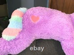 RARE LARGE Purple Floppy Laying Unicorn 40 Plush Stuffed Animal Toy