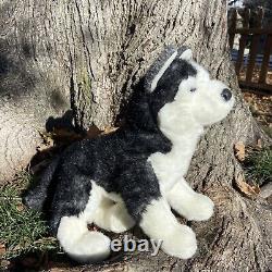 Rainier Douglas Siberian Husky Wolf Dog Plush Stuffed Animal Black White Retired