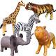 Safari Inflatable Plush Stuffed Animal 5 Pack Giraffe Zebra Elephant Lion Tiger