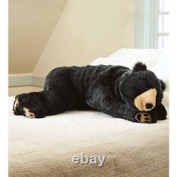 Stuffed Jumbo Black Bear Body Pillow Lifelike Soft Plush Animal 48 Giant Stuffy