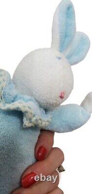 VTG Eden Bunny Rabbit Plush Stuffed Animal Terry Cloth Blue Terry Cloth Small