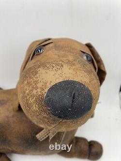 VTG Leather Dachshund Brown Dog Large Plush Stuffed Animal High Quality 22