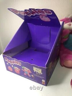 VTG Popples PRIZE plush Toy 1985 Mattel Pink Blue RARE w ORIGINAL BOX Popple