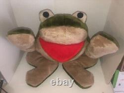 Vintage Frog Toad Plush Stuffed Animal 27 Long Large Open Mouth Green Cuddly