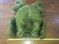 Vintage Frog Toad Plush Stuffed Animal 27 Long Large Open Mouth Green Cuddly