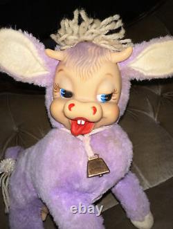 Vintage Rushton Elsie Bell Purple Cow Rubber Face Plush 1950 Stuffed Animal