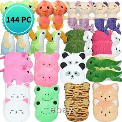 144 Pack Assortiment de Jouets en Peluche, Animaux en Peluche en Gros de 7 à 9 Pouces, Jouets de Machine à Pince