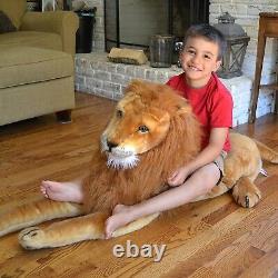 Coussin corporel géant de lion XL en peluche réaliste surdimensionné