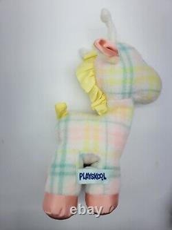 Couverture pour bébé Vintage Playskool Snuzzles Girafe en peluche à carreaux 11'