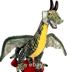 Dragon ailé vert JUMBO de 32 pouces de la tête aux pieds, peluche longue de 55 pouces.