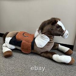 ÉNORME Peluche de Cheval Avec Selle et Rênes Animal En Peluche Rare Hugfun Assis Sur 40