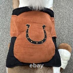 ÉNORME Peluche de Cheval Avec Selle et Rênes Animal En Peluche Rare Hugfun Assis Sur 40