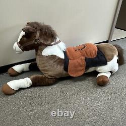 ÉNORME Peluche de Cheval Avec Selle et Rênes Animal En Peluche Rare Hugfun Assis Sur 40