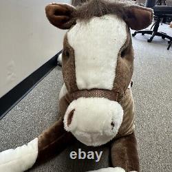 ÉNORME Peluche de Cheval Avec Selle et Rênes Animal En Peluche Rare Hugfun Assis Sur 40