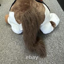 ÉNORME Peluche de Cheval Avec Selle et Rênes Animal En Peluche Rare Hugfun Assis Sur 40