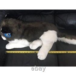 Grande peluche d'un chien loup husky noir et gris géant de 31 pouces