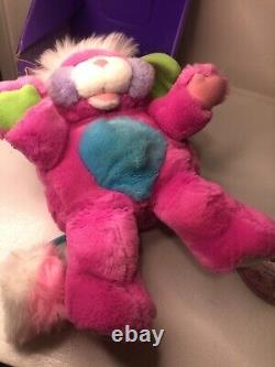 Jouet en peluche VTG Popples PRIZE 1985 Mattel Rose Bleu RARE avec BOÎTE ORIGINALE Popple