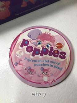 Jouet en peluche VTG Popples PRIZE 1985 Mattel Rose Bleu RARE avec BOÎTE ORIGINALE Popple