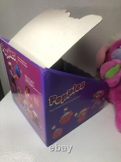 Jouet en peluche VTG Popples PRIZE 1985 Mattel Rose Bleu RARE avec BOÎTE ORIGINALE Popple