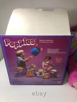 Jouet en peluche VTG Popples PRIZE 1985 Mattel Rose Bleu RARE avec BOÎTE ORIGINALE Popple