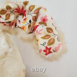 Jouet en peluche de Pâques, lapin en caoutchouc vintage à visage en caoutchouc, 21 pouces, avec motif floral.