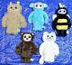 Lot De 5 Peluches Douces En Peluche Teal Yeti Bee Monster & Eli Fabriquées En Idaho M&e