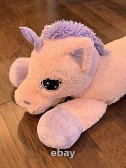 Meilleurs Jouets Géants en Peluche Licorne Rose de 48 pouces avec Oreiller en Peluche Violet