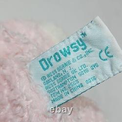 Nounours vintage DROWSY rose en peluche avec hochet pour bébé Russ Berrie