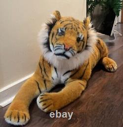 Oreiller géant en forme de tigre en peluche XL - Jouet géant et doux en peluche pour adultes, grand chat en peluche